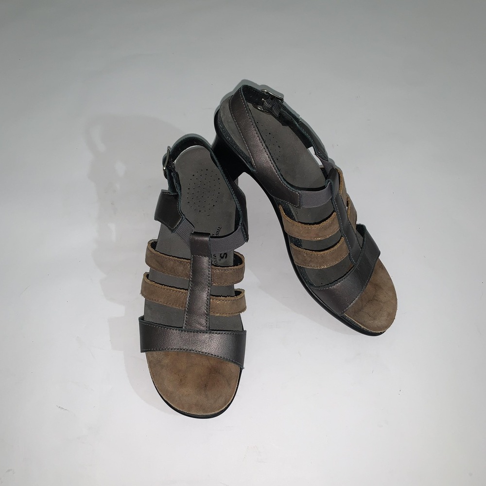 SAS Tripad Comfort Sandals Womens Size 8 Gray Leather Slingback Block Heel